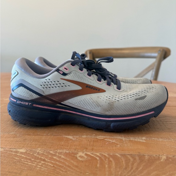 Brooks Ghost 15 women's running shoes in the "Spa Blue / Neo Pink / Copper" - Picture 3 of 8